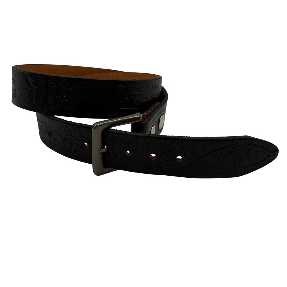 Gavere Leather Fire Department Belt Mens Med 34-38 Black Leather Firefighter USA
